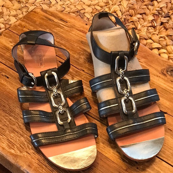 Authentic Coach Tesa Gladiator Style Leather Sandals w Silver Hardware Size 10 - Picture 6 of 16